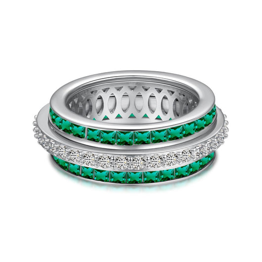 Anillo de Plata Esterlina S925 con Diamantes Incrustados y Rotación Descompresiva para Mujer - Image 7