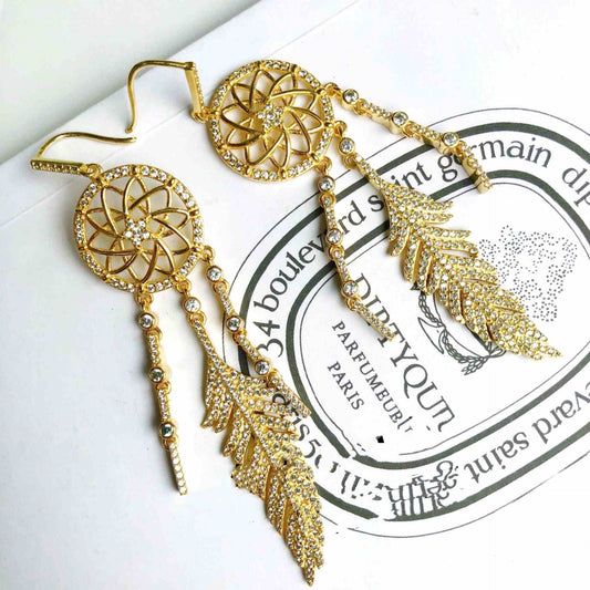 Aretes Largos Atrapasueños con Borlas y Plumas - Collar y Pulsera - Image 2