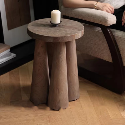 Mesa Auxiliar de Madera de Olmo Macizo para Sala y Balcón