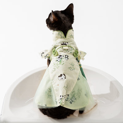 Falda Pareja Estilo Chino Panda y Bambú para Gatos Sin Pelo - Image 6
