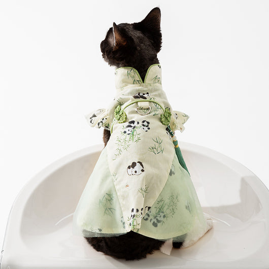 Falda Pareja Estilo Chino Panda y Bambú para Gatos Sin Pelo - Image 6