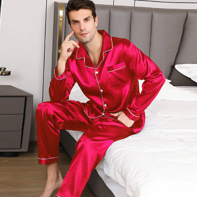 Pijama Hombre Talla Grande Manga Larga Ice Silk Suave y Fresco - Image 12
