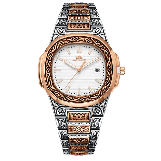Reloj Hombre Cuarzo Tallado Loro Calendario Luminiscente - Image 35