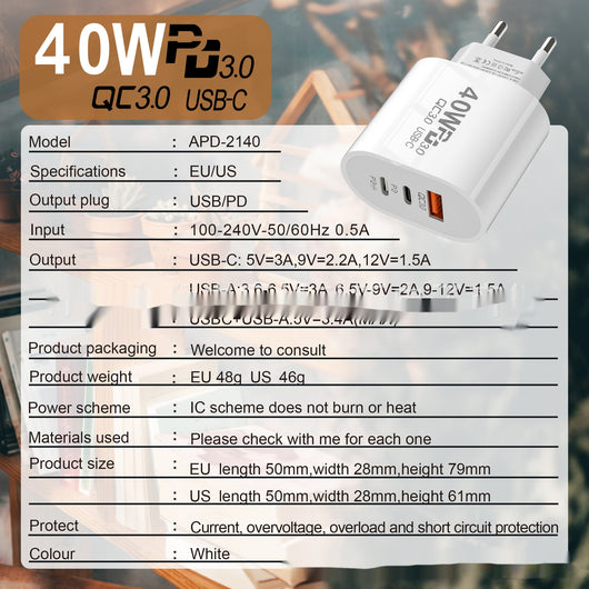 Cargador Rápido 40W Multi-Puerto para Android - Ideal para Viajes - Image 18
