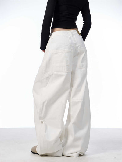 Pantalón Blanco Ancho de Pierna Recta Casual y Suelto - Image 5