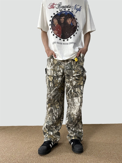 Overol Recto Desgastado con Estampado Camuflaje Vintage - Image 8