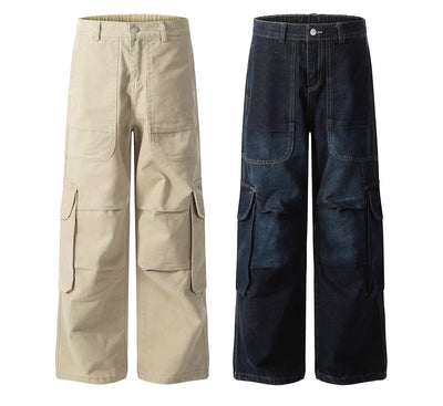 Pantalones Cargo Vintage Arrugados Estilo Americano - Image 7