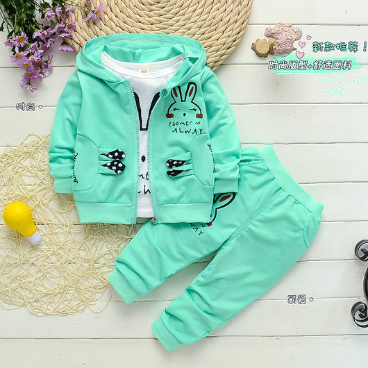 Cardigan Infantil Tres Piezas con Estampado de Conejo en Algodón - Image 3