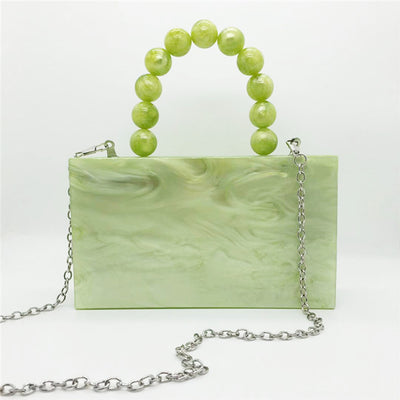 Bolso de Noche Verde Esmeralda con Asa Beaded - Cartera Cuadrada Compacta para Mujer - Image 7