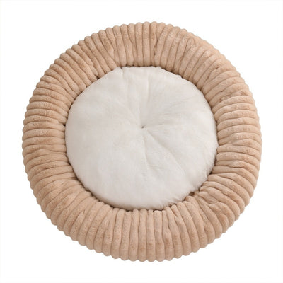 Cama Acolchada Redonda para Mascotas con Diseño de Rayas - Image 4