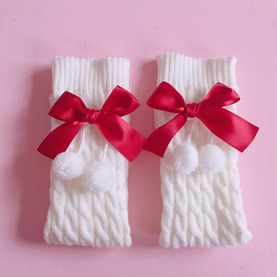 Calcetines Infantiles con Moño y Bolitas de Lana - Diseño Diario Acogedor - Image 6