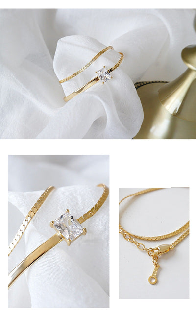 Pulsera de Plata Esterlina S925 con Diamantes - Diseño Doble Capa Elegante para Mujer - Image 3
