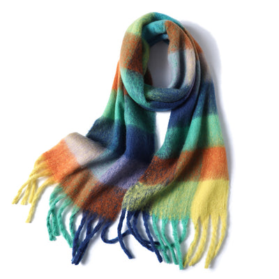 Bufanda Cuadriculada Gruesa para Mujer con Combinación de Colores - Image 21