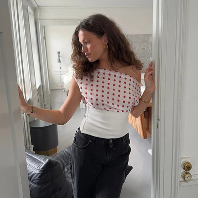 Blusa Crop Top Chiffon con Lunares y Espalda Descubierta - Top Casual Verano - Image 27