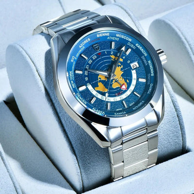 Reloj Mecánico Multifuncional GMT Doble Zona Horaria Luminoso Resistente al Agua