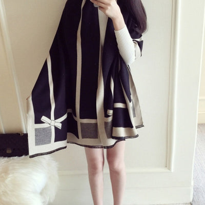 Poncho Reversible con Moño - Diseño Elegante Doble Cara - Image 8