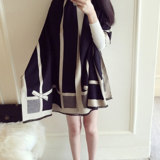 Poncho Reversible con Moño - Diseño Elegante Doble Cara - Image 8