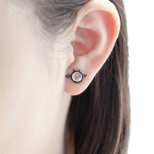 Aretes de Plata 925 Diseño Demonio Femenino Mini - Image 3