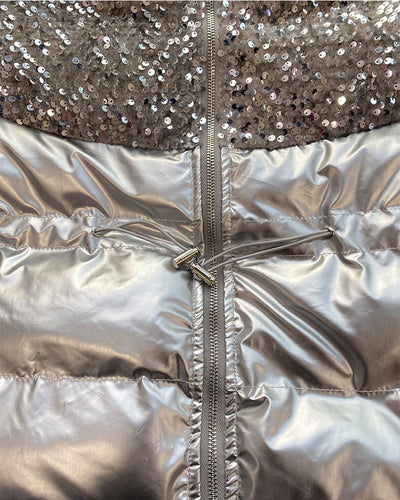 Chaqueta Acolchada con Capucha y Paneles Brillantes de Lentejuelas para Mujer - Image 15