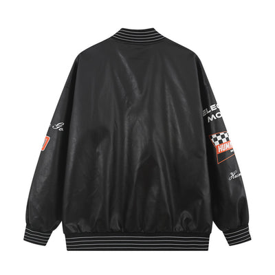 Chaqueta de Cuero PU para Motociclista con Costuras y Estampado - Image 5