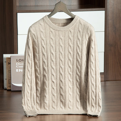 Camisa de Cachemira Pura para Hombre Cuello Redondo Tejido Reforzado - Image 9