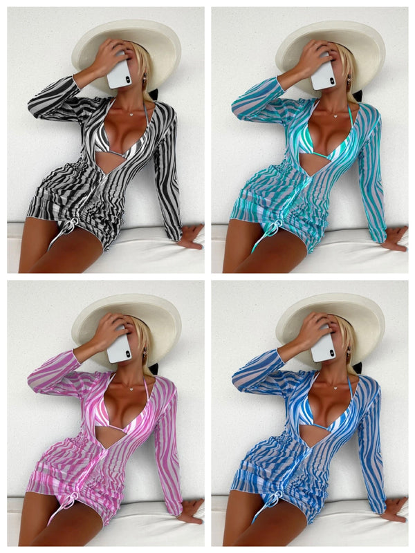 Bikini Tres Piezas con Malla Transparente