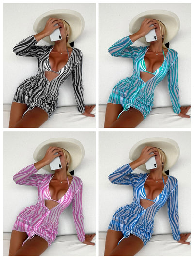 Bikini Tres Piezas con Malla Transparente - Image 3