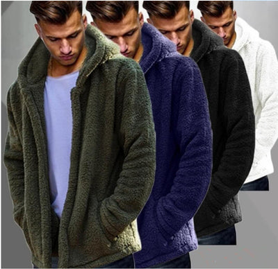 Chaqueta Hoodie Polar Cálida para Hombre - Diseño Liso Versátil - Image 7