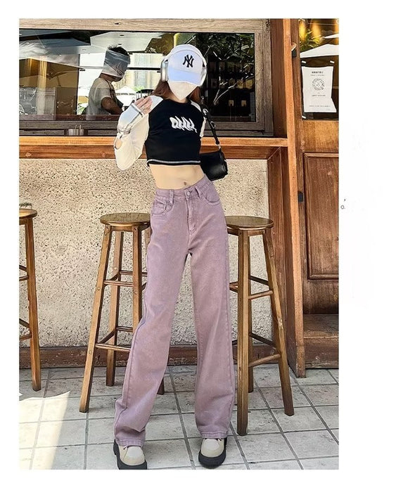 Pantalones Morados Ajustados Cintura Alta Reductores para Mujer