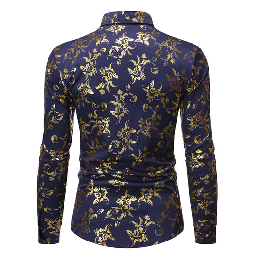Camisa Casual Hombre con Estampado Floral Bronce - Image 14