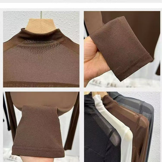 Blusa Base Cuello Semialto con Encaje Colores Sólidos - Image 14