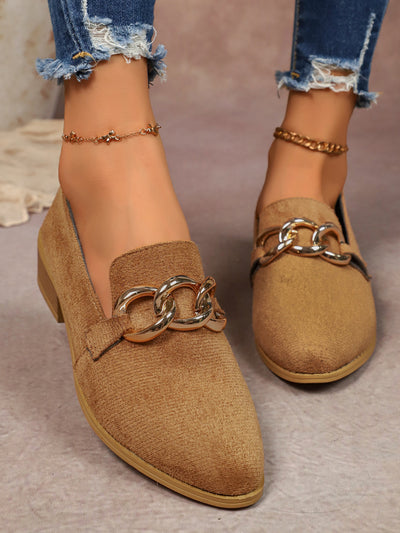 Zapatos de Tacón Grueso para Mujer con Cadena Metálica y Punta Redonda - Image 10