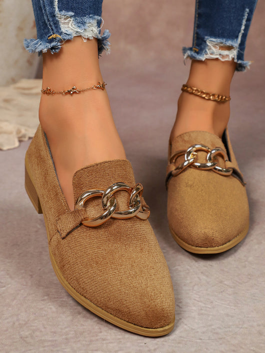 Zapatos de Tacón Grueso para Mujer con Cadena Metálica y Punta Redonda - Image 10