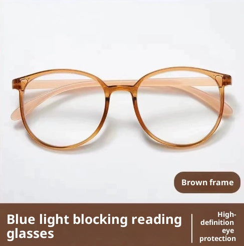 Black round frame reading glasses with blue light blocking lenses for high-definition eye protection. - Image 8
