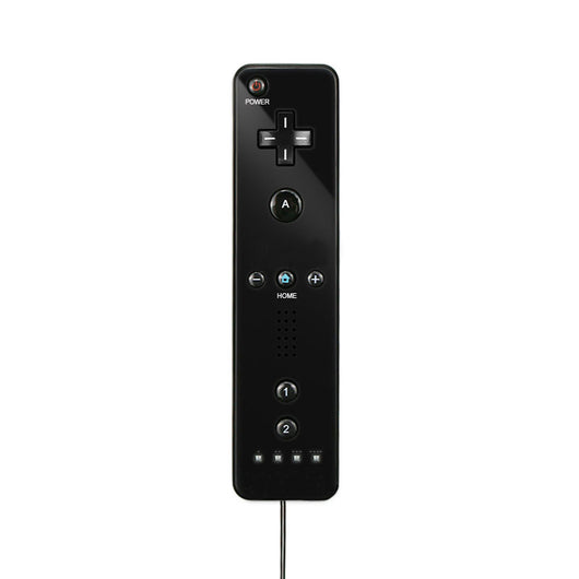Black Wii wireless gamepad with a matching silicone protective case and wrist strap on a white background. - Image 4