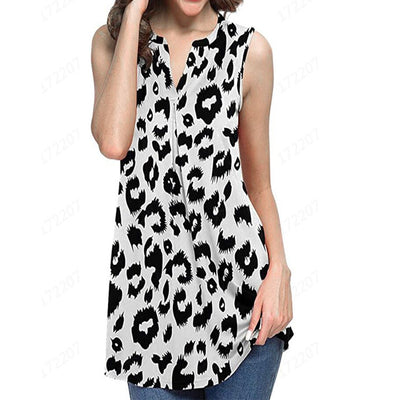 Chaleco Estampado Escote V Sin Mangas - Estilo Europeo y Americano