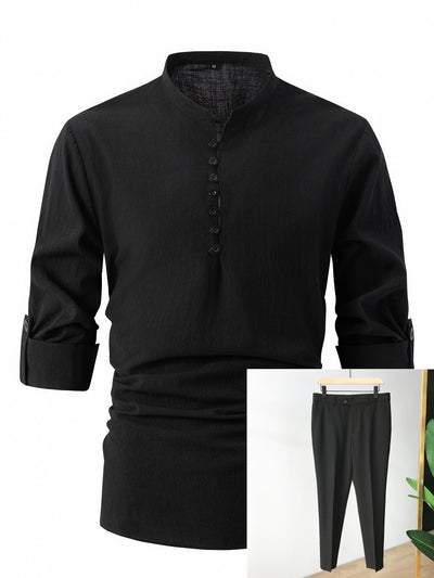 Camisa Casual de Negocios Retro Slim Fit - Algodón y Lino Primavera Otoño - Image 6