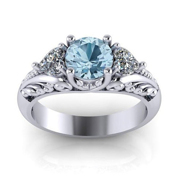 Anillo de Diamante y Zafiro Azul - Anillo de Compromiso Elegante para Parejas