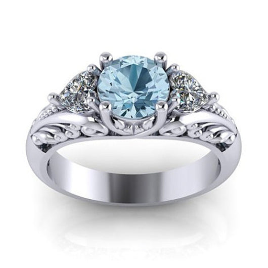 Anillo de Diamante y Zafiro Azul - Anillo de Compromiso Elegante para Parejas - Image 2
