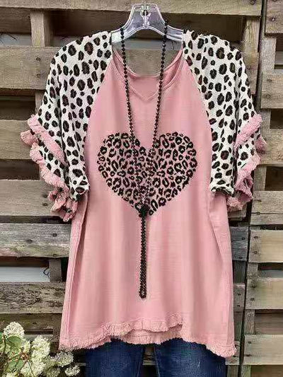 Blusa Suelta Cuello Redondo con Volantes de Encaje y Bloques de Color para Mujer - Image 29