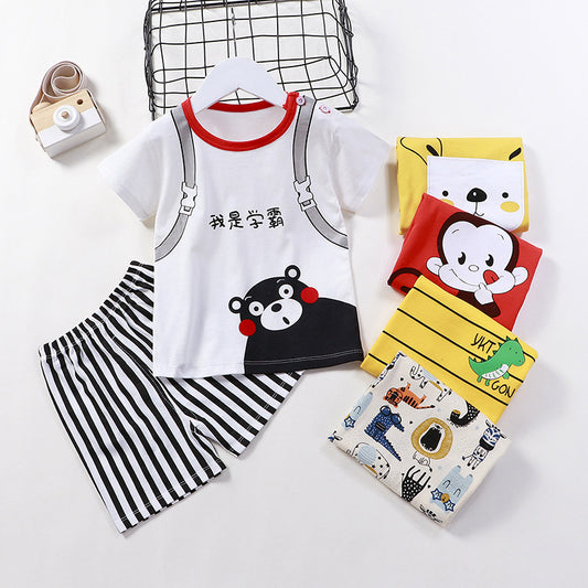 Conjunto Infantil de Algodón Puro con Manga Corta