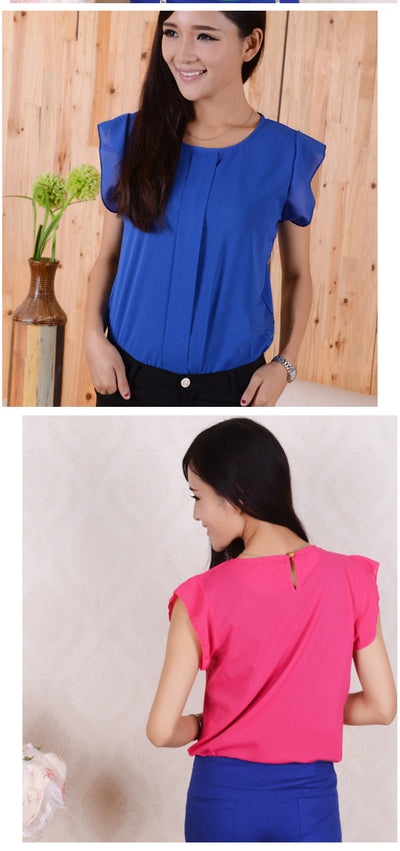 Blusa Chifón Cuello Redondo con Mangas Volantes - Image 13