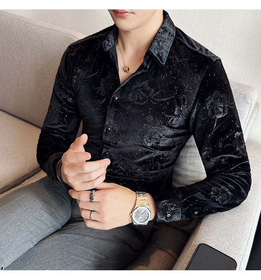 Ropa Elegante en Terciopelo Dorado para Hombre Talla Grande - Image 22
