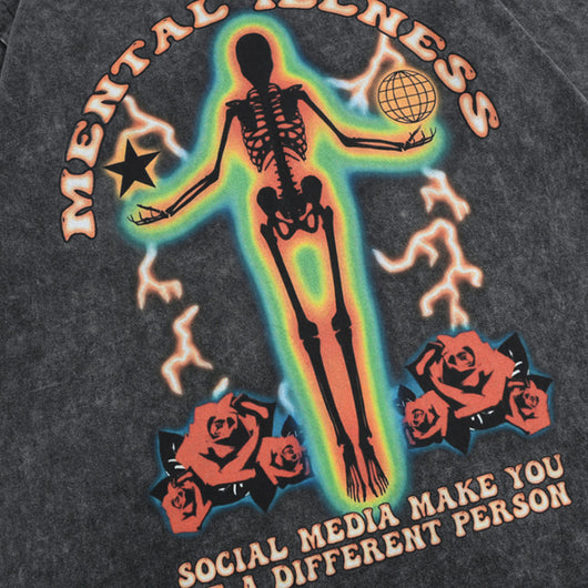 Camiseta Hombre Cuello Redondo Manga Corta Diseño Calavera Algodón - Image 11