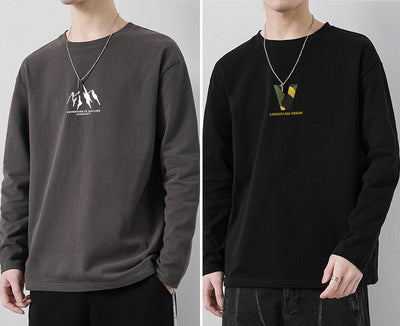 Camiseta de Algodón Manga Larga Suelta para Hombre - Image 16