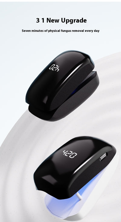 Black UV onychomycosis laser light lamp with a blue interior, partially open, for nail fungus cleaning and quick-drying. - Image 14