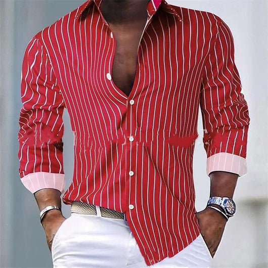 Cardigan Rayado Hombre Otoño Invierno - Camisa Manga Larga Estilo Europeo - Image 9