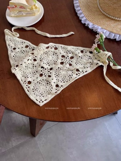 Pañuelo Triangular Tejido a Mano - Bandana Dulce para Mujer - Image 11