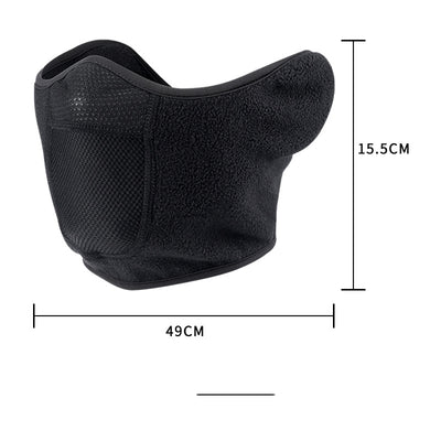 Black winter cycling mask made of polar fleece and windproof fabric, featuring ear flaps and a mesh panel. - Image 5