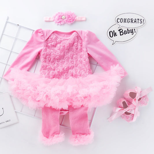 Vestido Romper de Manga Larga Rose Compuesto para Bebé - Image 2